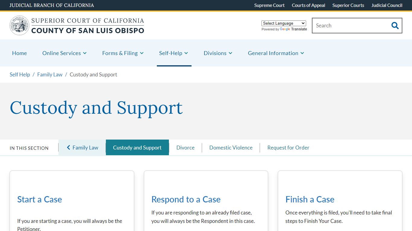 Custody and Support - County of San Luis Obispo